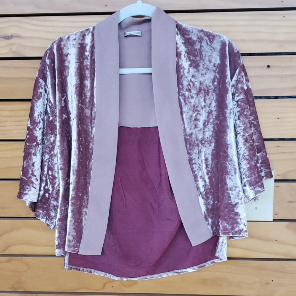 Zara purple velvet cropped kimono size S